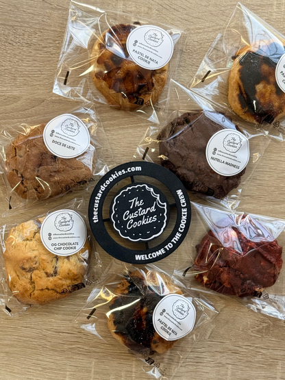 The Custard Cookies Best Sellers Box Red Velvet Pastel de Nata Chocolate Chip Doce de leite