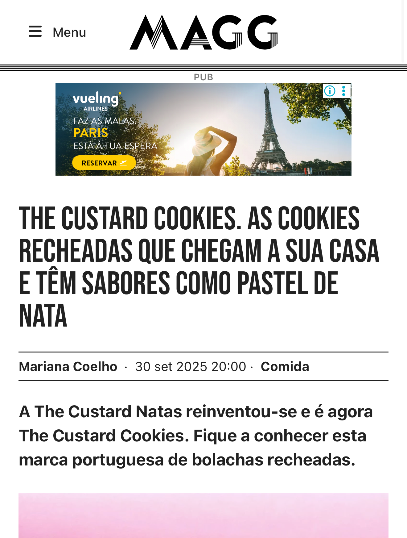 Artigo da MAGG destaca o regresso de Rita Sousa e Paulo com The Custard Cookies, marca artesanal portuguesa de cookies recheadas.
